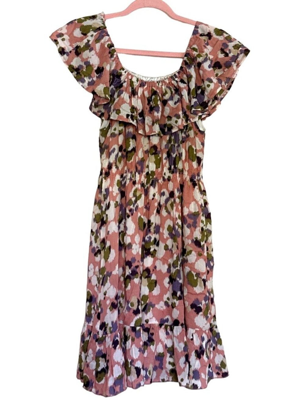 Ya Los Angeles midi dress women's L pink purple romantic boho Y2K